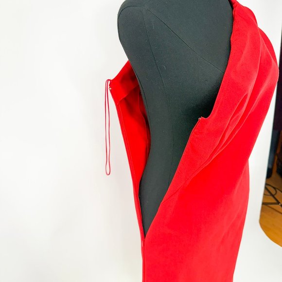 BRAND NEW WITH TAGS RED ONE SHOULDER SINCHED COCKTAIL DRESS - Picture 2 of 12